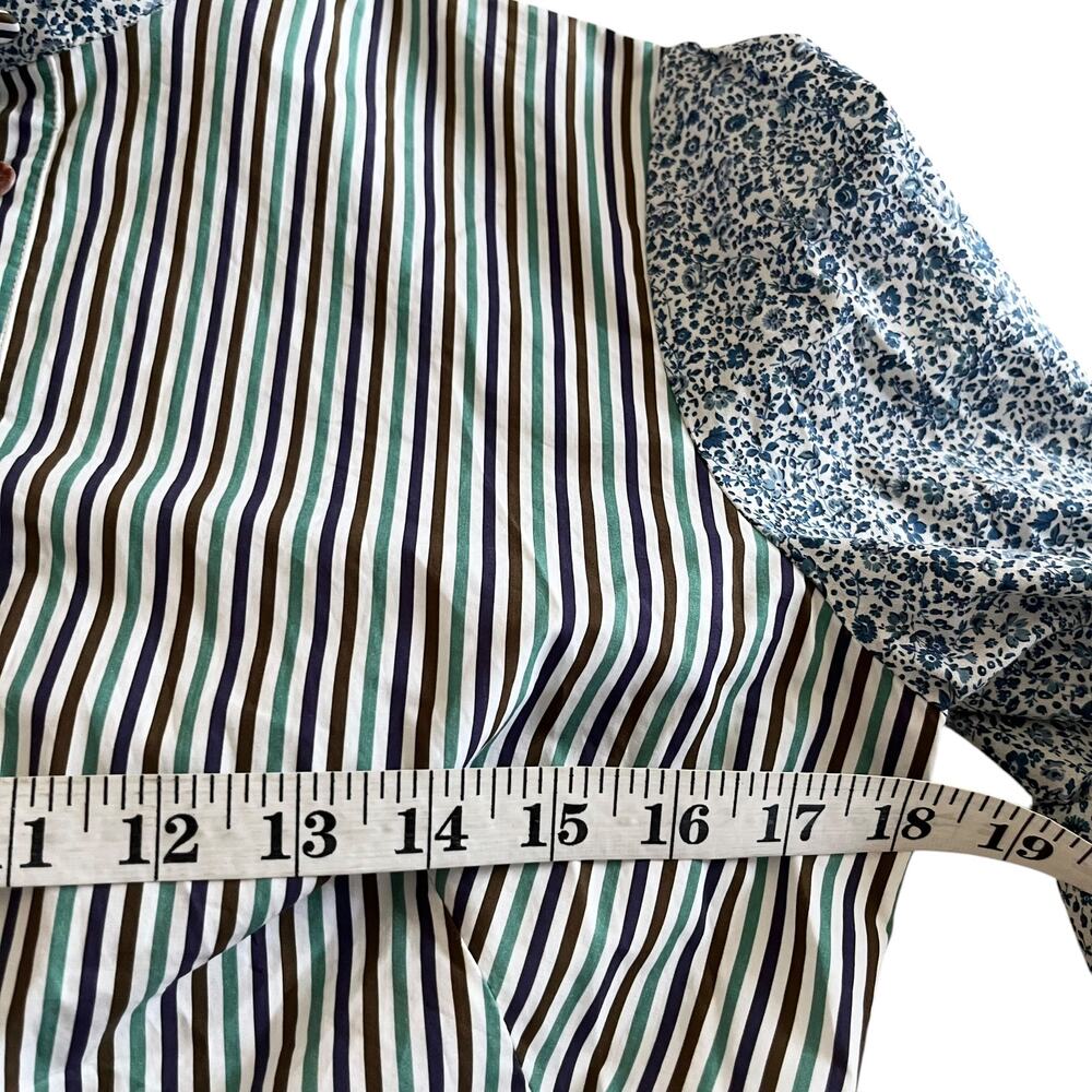 Silvia Tcherassi Celestia Belted Puff Sleeve Striped White Blue Blouse Size M - Picture 13 of 16